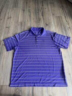 Nike Golf Men's Purple Striped Polo Shirt with Disney Collaboration Size Large